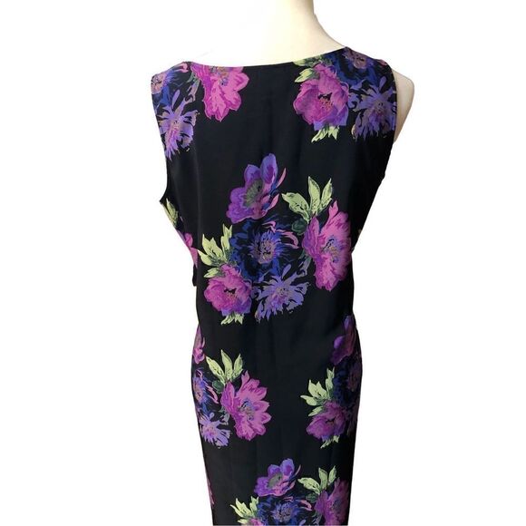 JM Collection black purple floral sheath maxi dress Size M - Picture 5 of 13